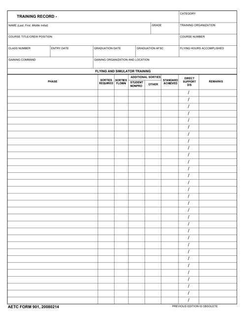 AETC Form 901 Download Fillable PDF or Fill Online Training Record ...