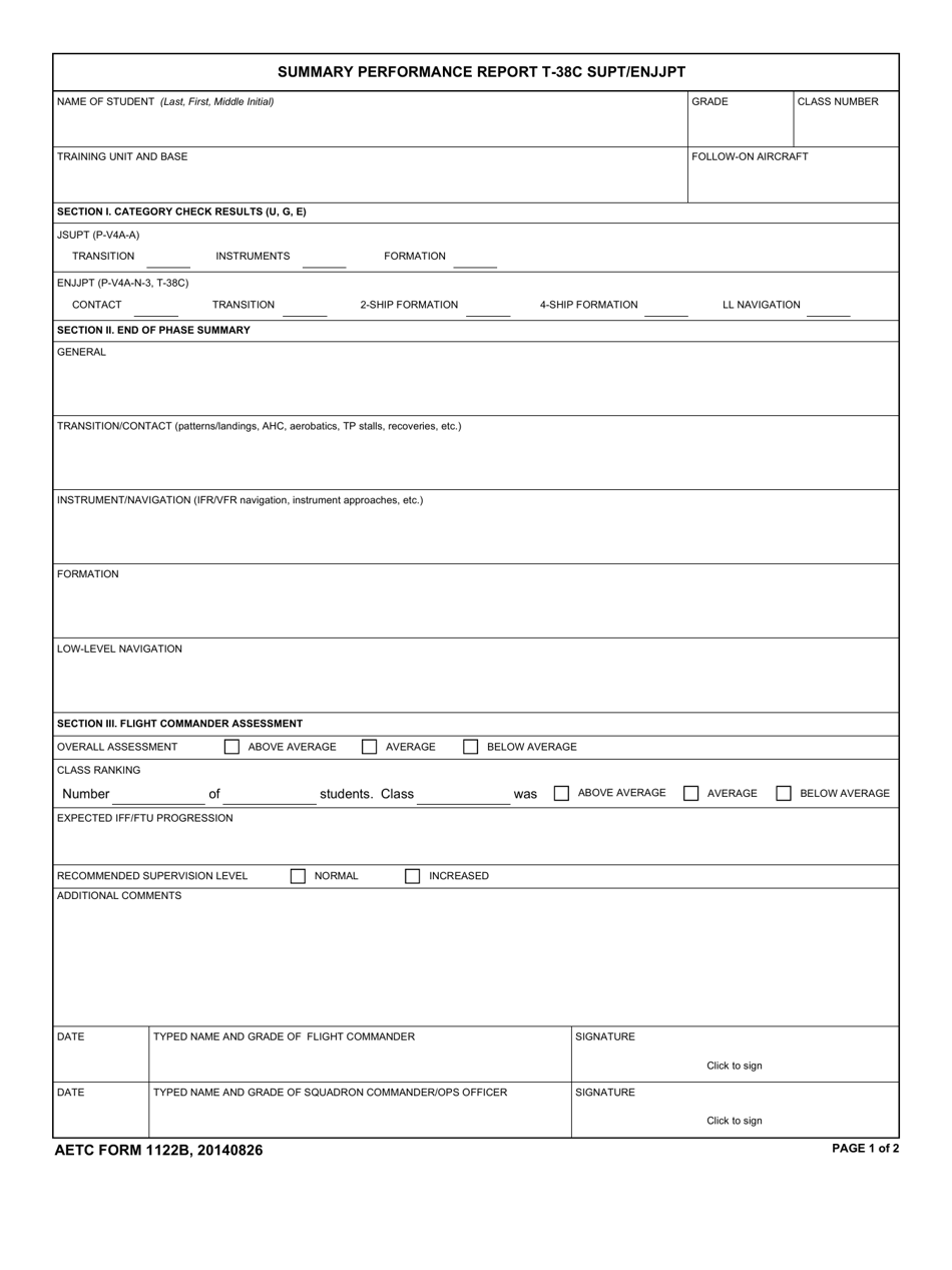 AETC Form 1122B Download Fillable PDF or Fill Online Summary ...