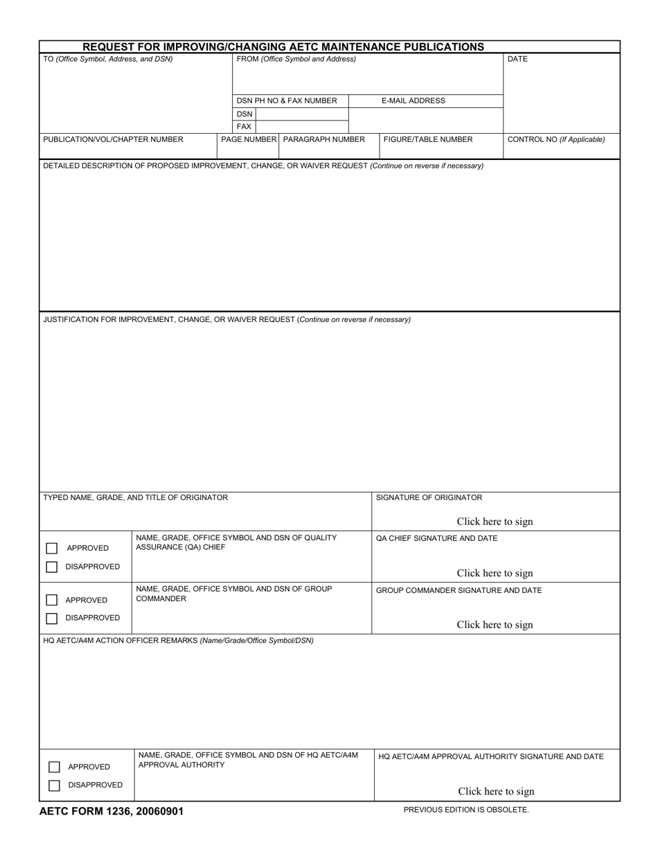 AETC Form 1236 Download Fillable PDF or Fill Online Request for