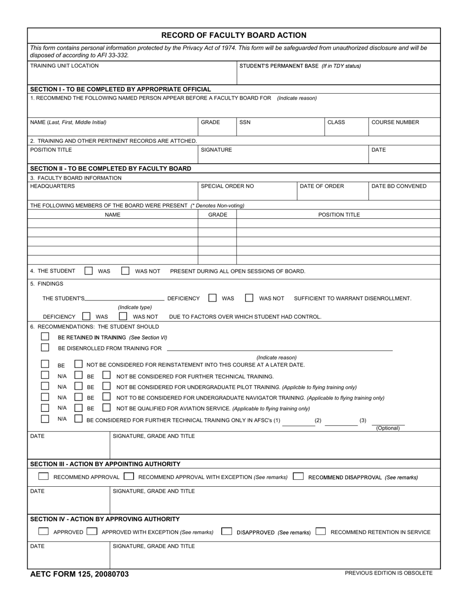 AETC Form 125 - Fill Out, Sign Online and Download Fillable PDF ...