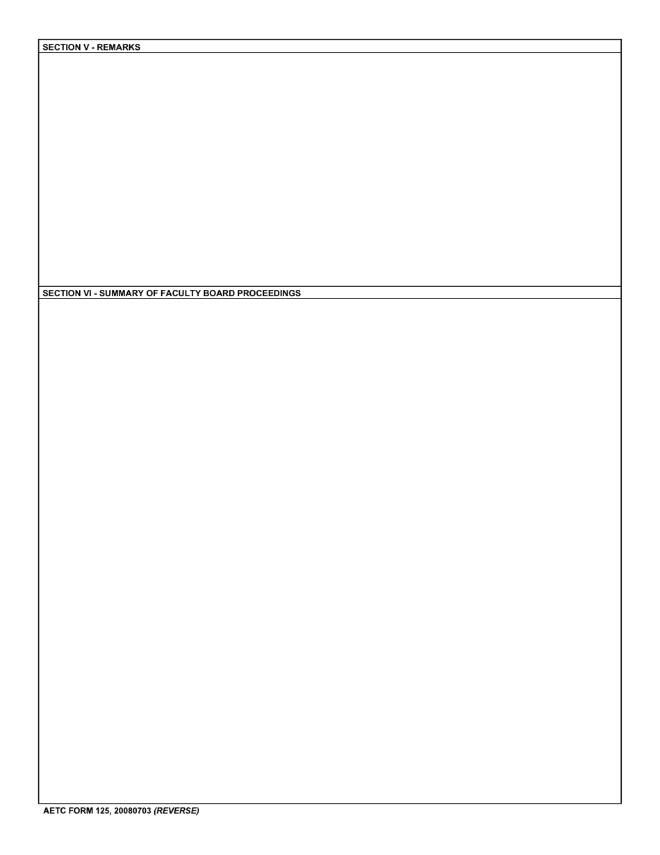 AETC Form 125 Record of Faculty Board Action, Page 2