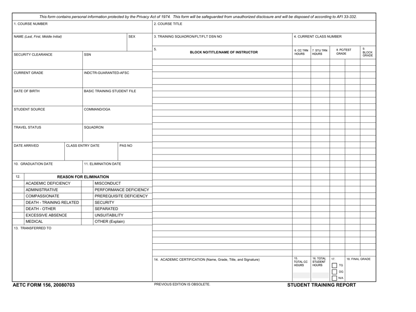 AETC Form 156  Printable Pdf