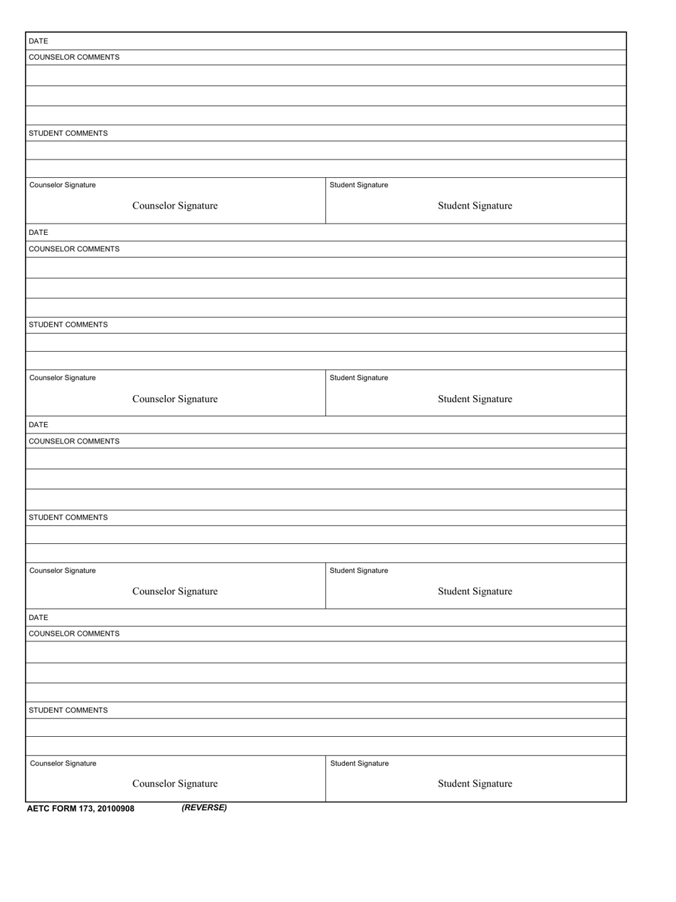 AETC Form 173 Download Fillable PDF or Fill Online Student Record of ...