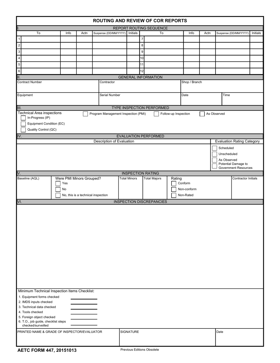 AETC Form 447 Download Fillable PDF or Fill Online Routing and Review ...