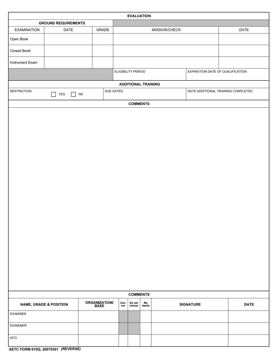 AETC Form 610Q - Fill Out, Sign Online and Download Fillable PDF ...