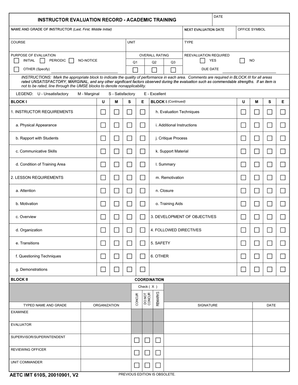 AETC Form 610S - Fill Out, Sign Online and Download Fillable PDF ...