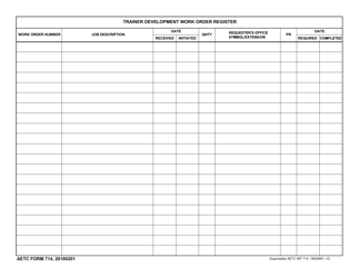 Document preview: AETC Form 714 Trainer Development Work Order Register