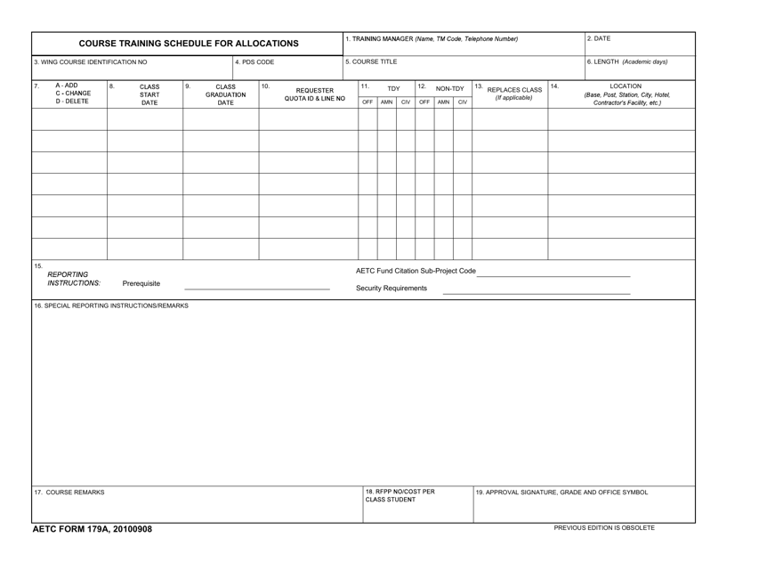 AETC Form 179A Download Fillable PDF or Fill Online Course Training ...