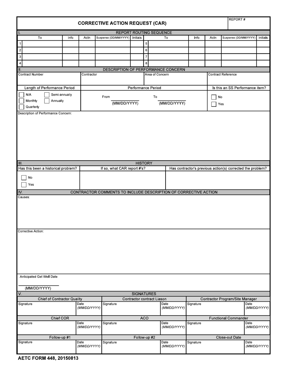 AETC Form 448 Download Fillable PDF Or Fill Online Corrective Action
