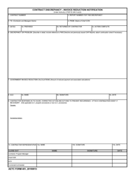 Document preview: AETC Form 451 Contract Discrepancy - Invoice Reduction Notification