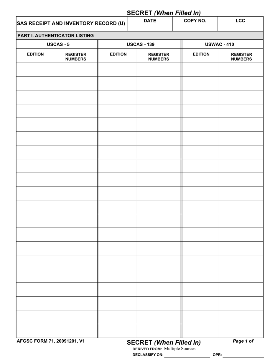 AFGSC Form 71 - Fill Out, Sign Online and Download Fillable PDF ...