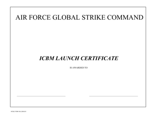 Document preview: AFGSC Form 196 Icbm Launch Certificate