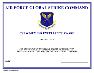 AFGSC Form 56 Air Force Global Strike Command Crew Member Excellence Award