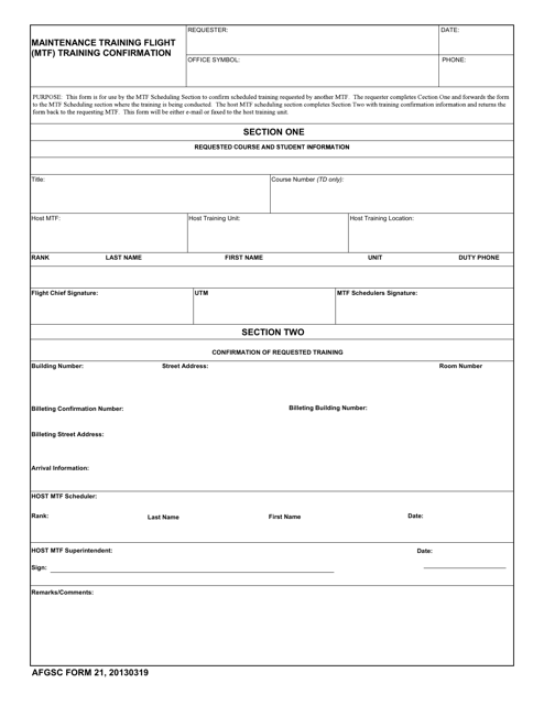 AFGSC Form 21  Printable Pdf