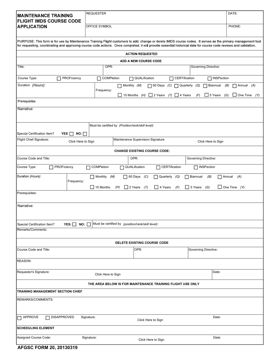 AFGSC Form 20 - Fill Out, Sign Online and Download Fillable PDF ...