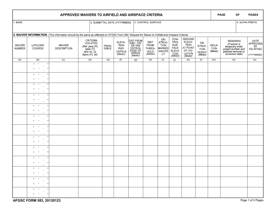 AFGSC Form 583 - Fill Out, Sign Online and Download Fillable PDF ...