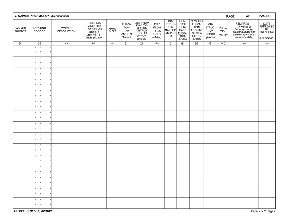 AFGSC Form 583 - Fill Out, Sign Online and Download Fillable PDF ...