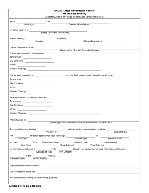 AFGSC Form 66  Printable Pdf