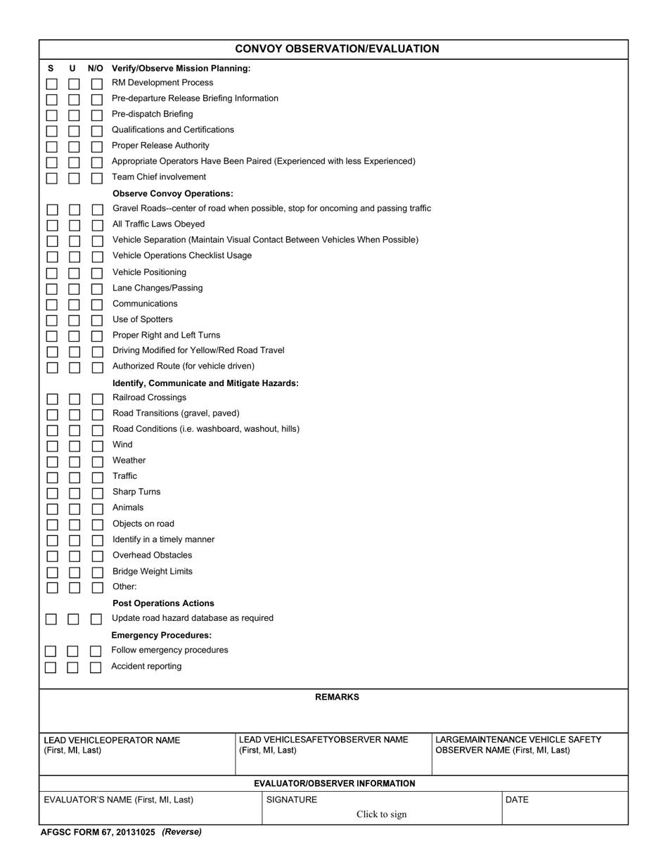 AFGSC Form 67 Afgsc Large Maintenance Vehicle Evaluation / Observation, Page 2