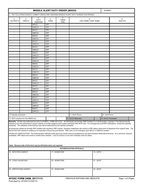 AFGSC Form 246M  Printable Pdf