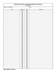 AFRC Form 165 Aircraft After Wash Corrosion Inspection Checklist, Page 2