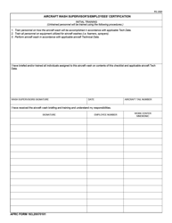 AFRC Form 163 &quot;Aircraft Wash Supervisor's/Employees' Certification&quot;