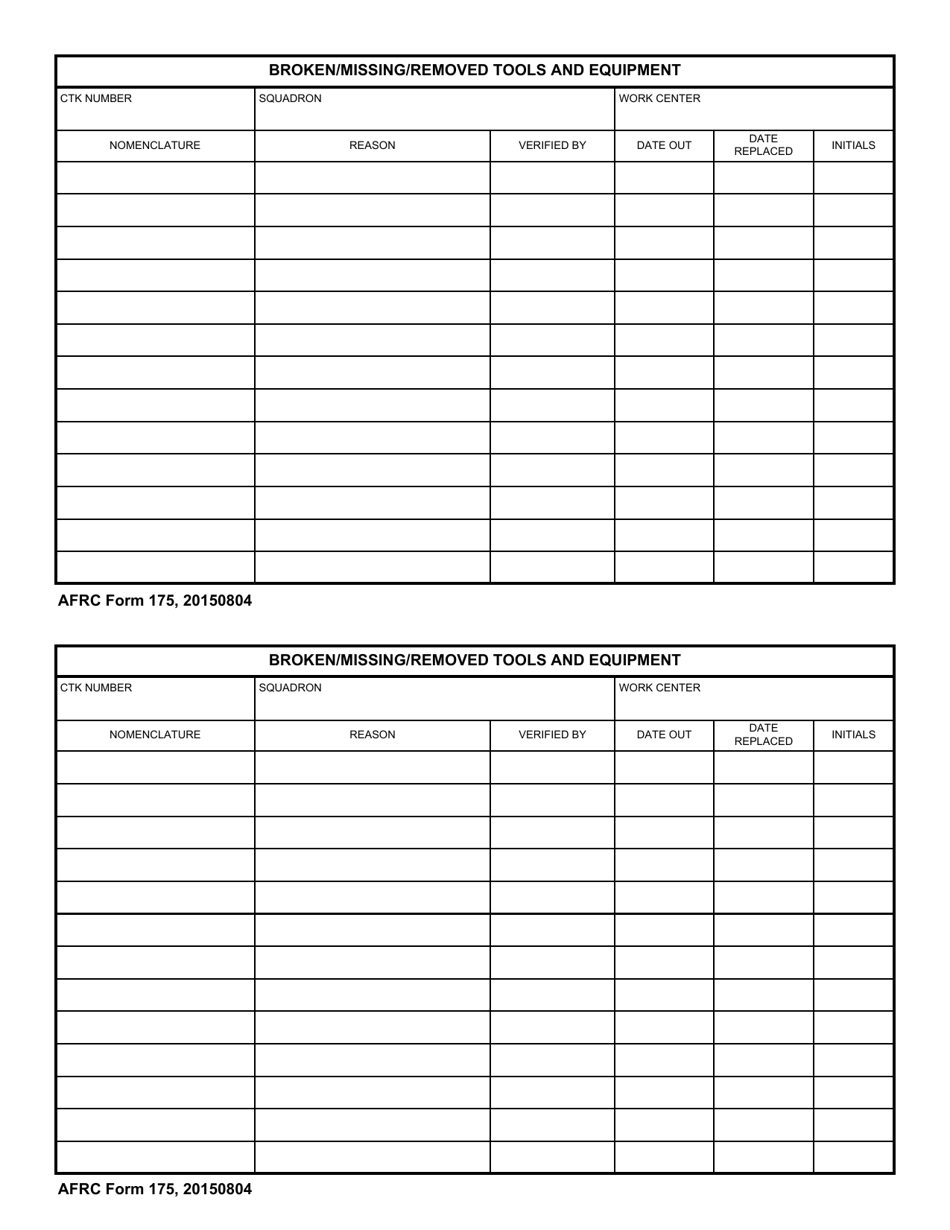 AFRC Form 175 - Fill Out, Sign Online and Download Fillable PDF ...