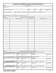 AFRC Form 176 Request for Placement on Special Certification Roster