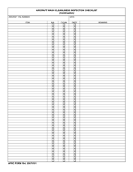 AFRC Form 164 Aircraft Wash Cleanliness Inspection Checklist, Page 2