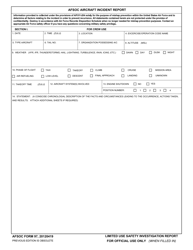 AFSOC Form 97 Afsoc Aircraft Incident Report