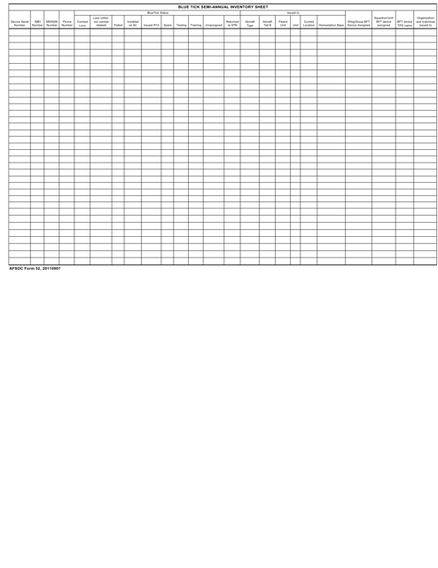 AFSOC Form 52 Blue Tick Semi-annual Inventory Sheet