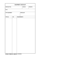 AFSOC Form 30 Equipment Checklist, Page 2