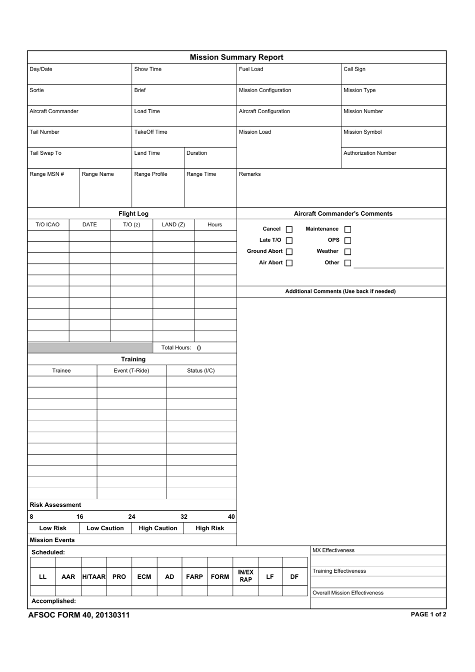 AFSOC Form 40 - Fill Out, Sign Online and Download Fillable PDF ...