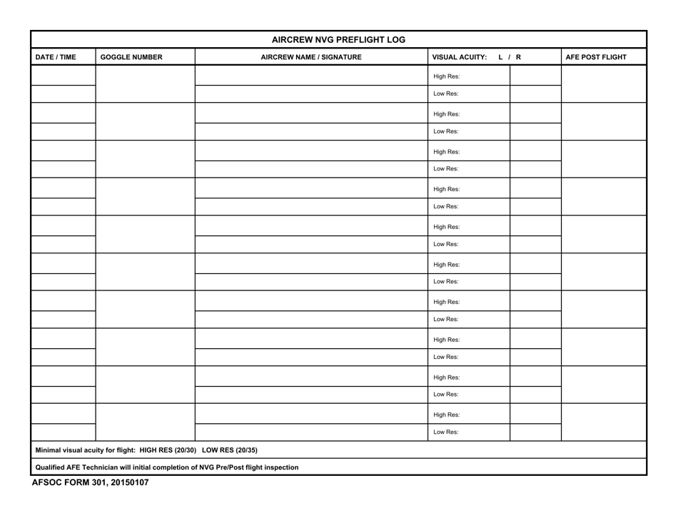 AFSOC Form 301 - Fill Out, Sign Online and Download Fillable PDF ...