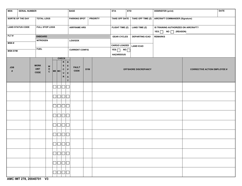 AMC IMT Form 278 Debriefing and Recovery Plan, Page 1