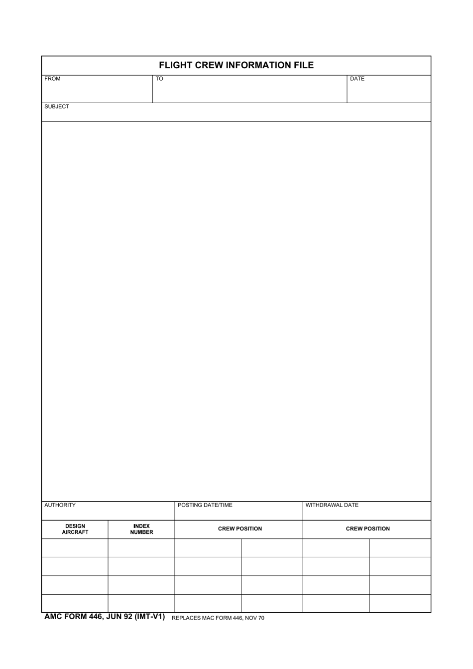 AMC Form 446 Flight Crew Information File, Page 1