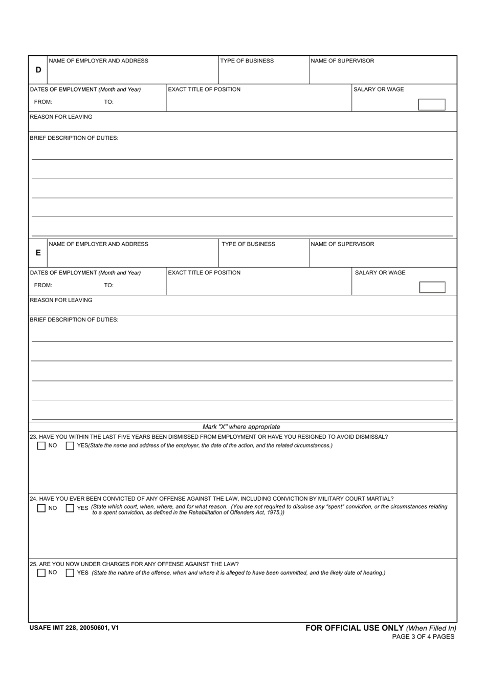 Usafe Imt Form 228 Fill Out Sign Online And Download Fillable Pdf Templateroller 1238