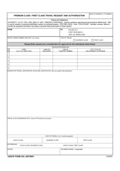 Document preview: USAFE Form 353 Premium Class/First Class Travel Request and Authorization
