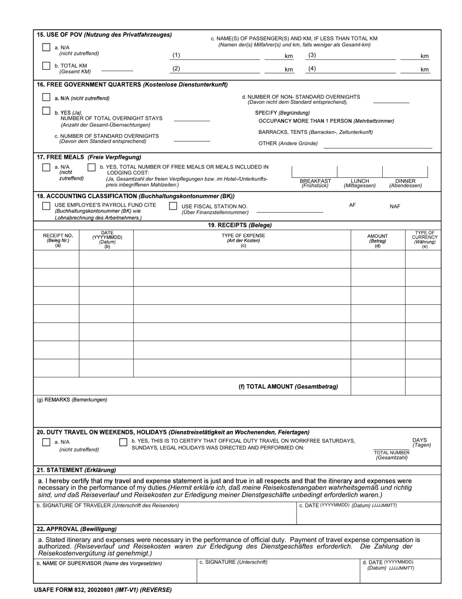 Usafe Form 832 Fill Out Sign Online And Download Fillable Pdf Englishgerman Templateroller 5020