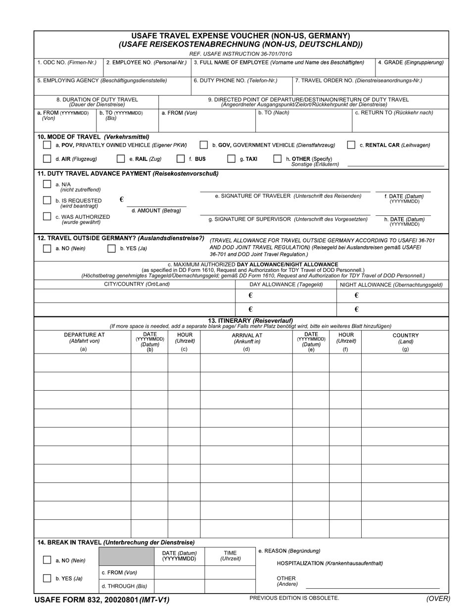 air force travel form under 26