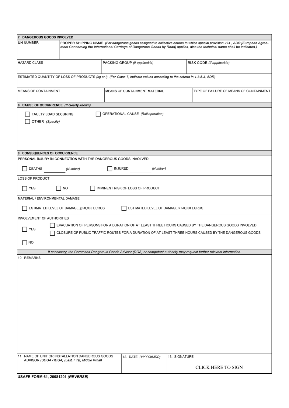 USAFE Form 61 - Fill Out, Sign Online and Download Fillable PDF ...