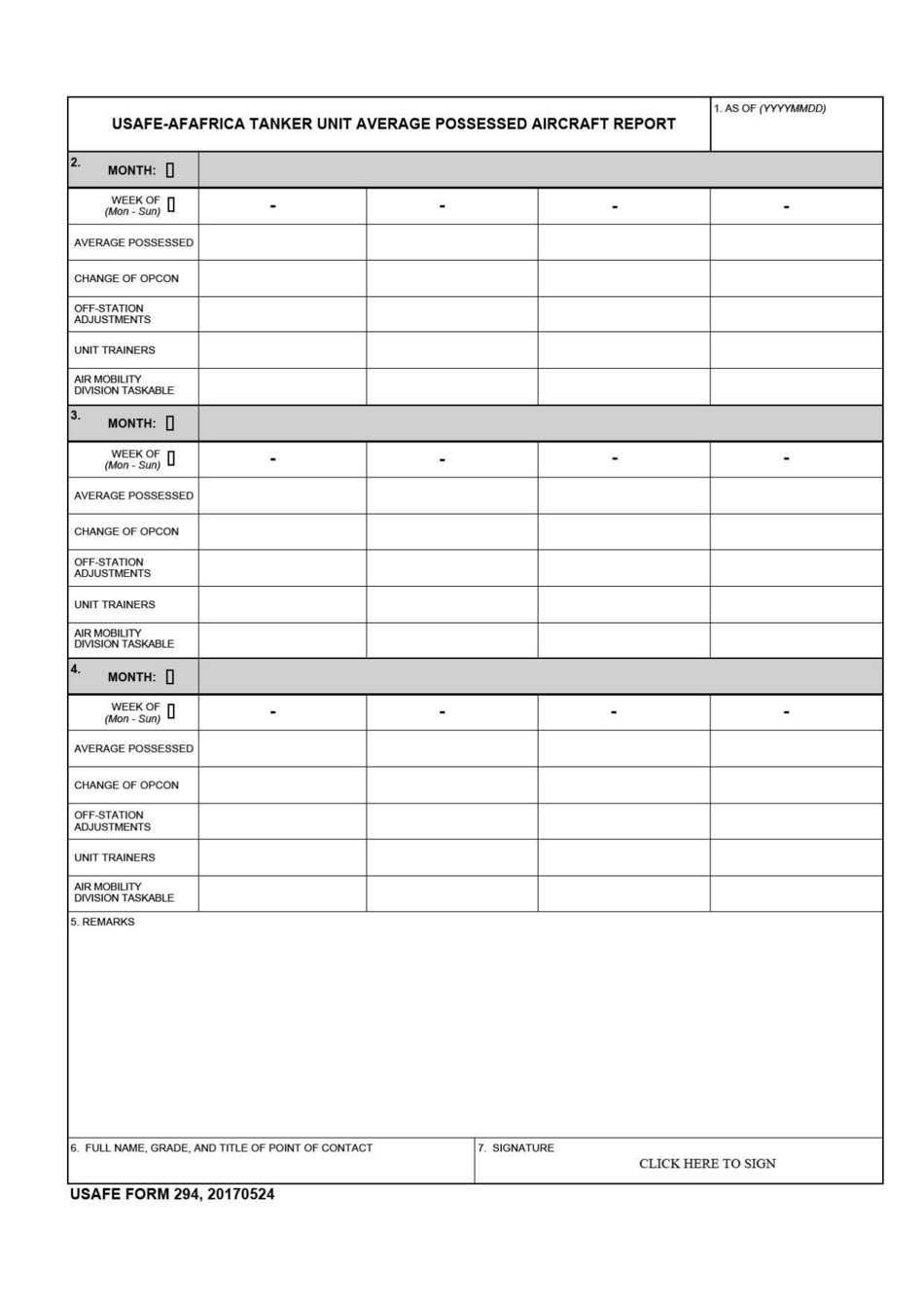 Usafe Form 294 - Fill Out, Sign Online And Download Fillable Pdf 