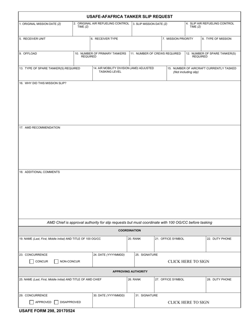 USAFE Form 298  Printable Pdf