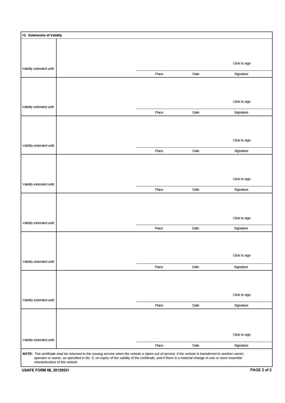 Usafe Form 68 Fill Out Sign Online And Download Fillable Pdf Templateroller 1238