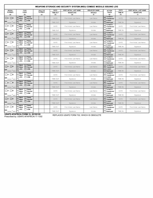 USAFE-AFAFRICA Form 13  Printable Pdf