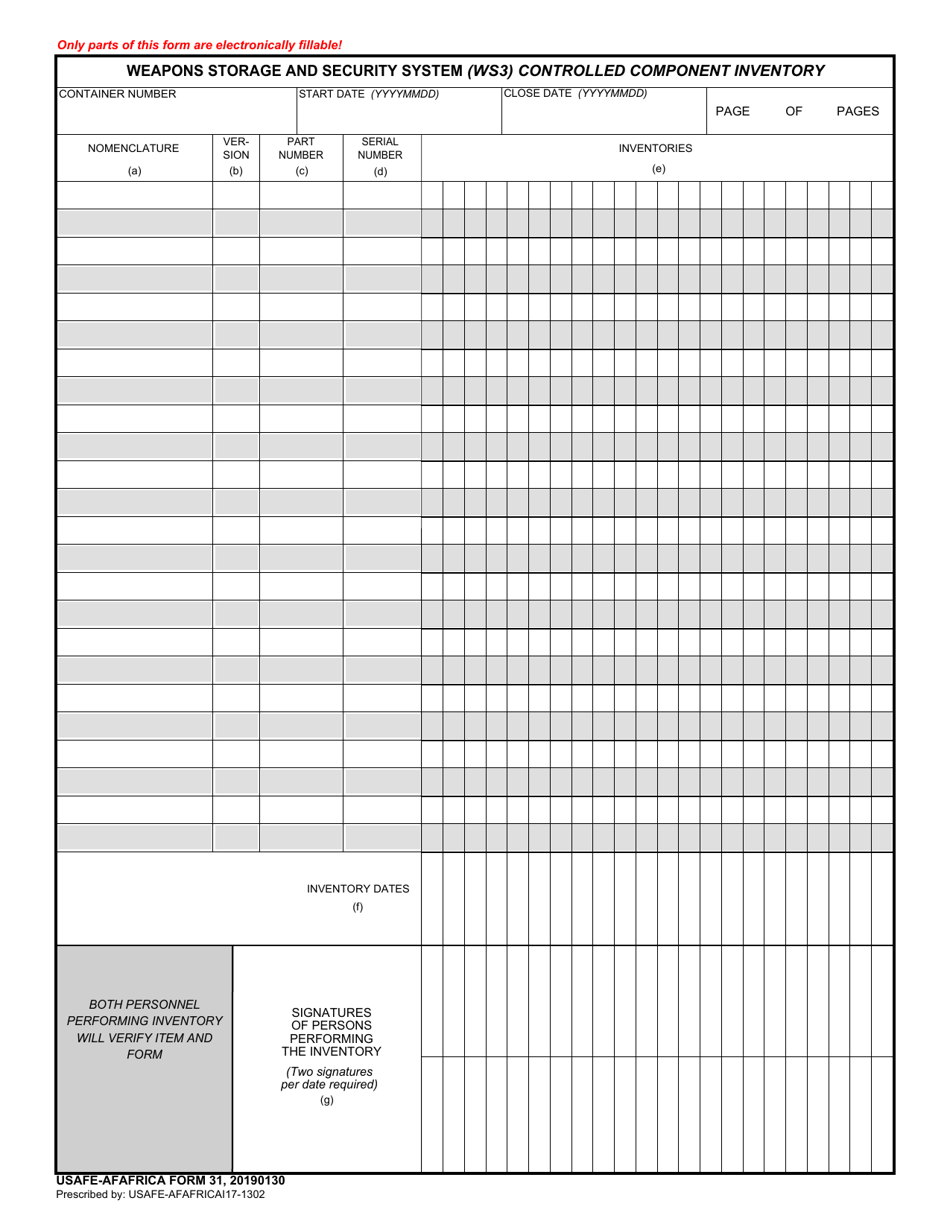 Usafe Afafrica Form 31 Fill Out Sign Online And Download Fillable Pdf Templateroller 7047