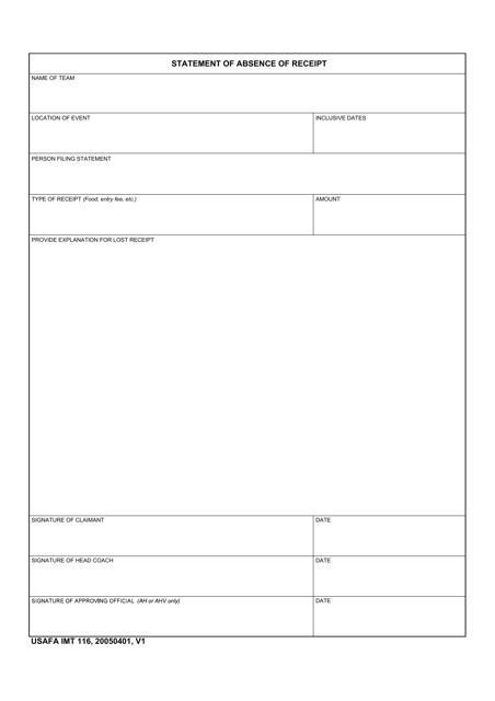 USAFA IMT Form 115  Printable Pdf