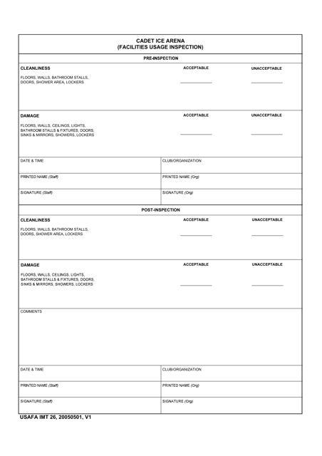 USAFA IMT Form 26  Printable Pdf