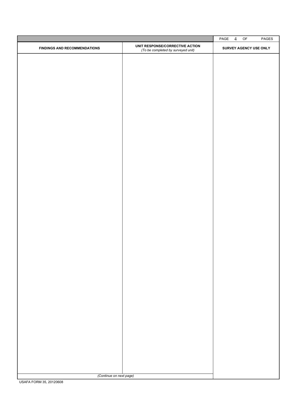 USAFA Form 35 Safety Survey Report, Page 4