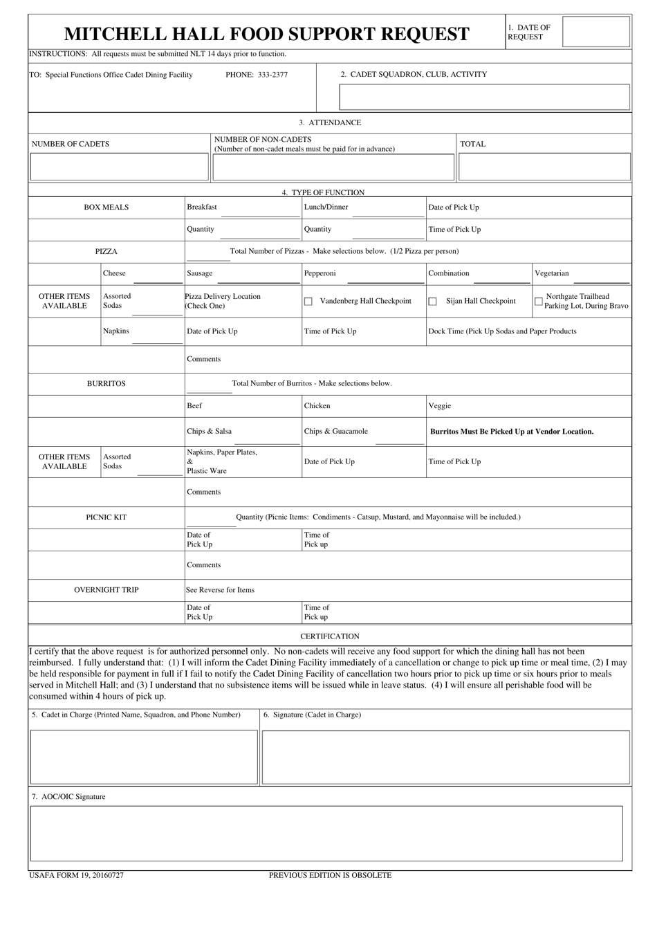 USAFA Form 19 - Fill Out, Sign Online and Download Fillable PDF ...